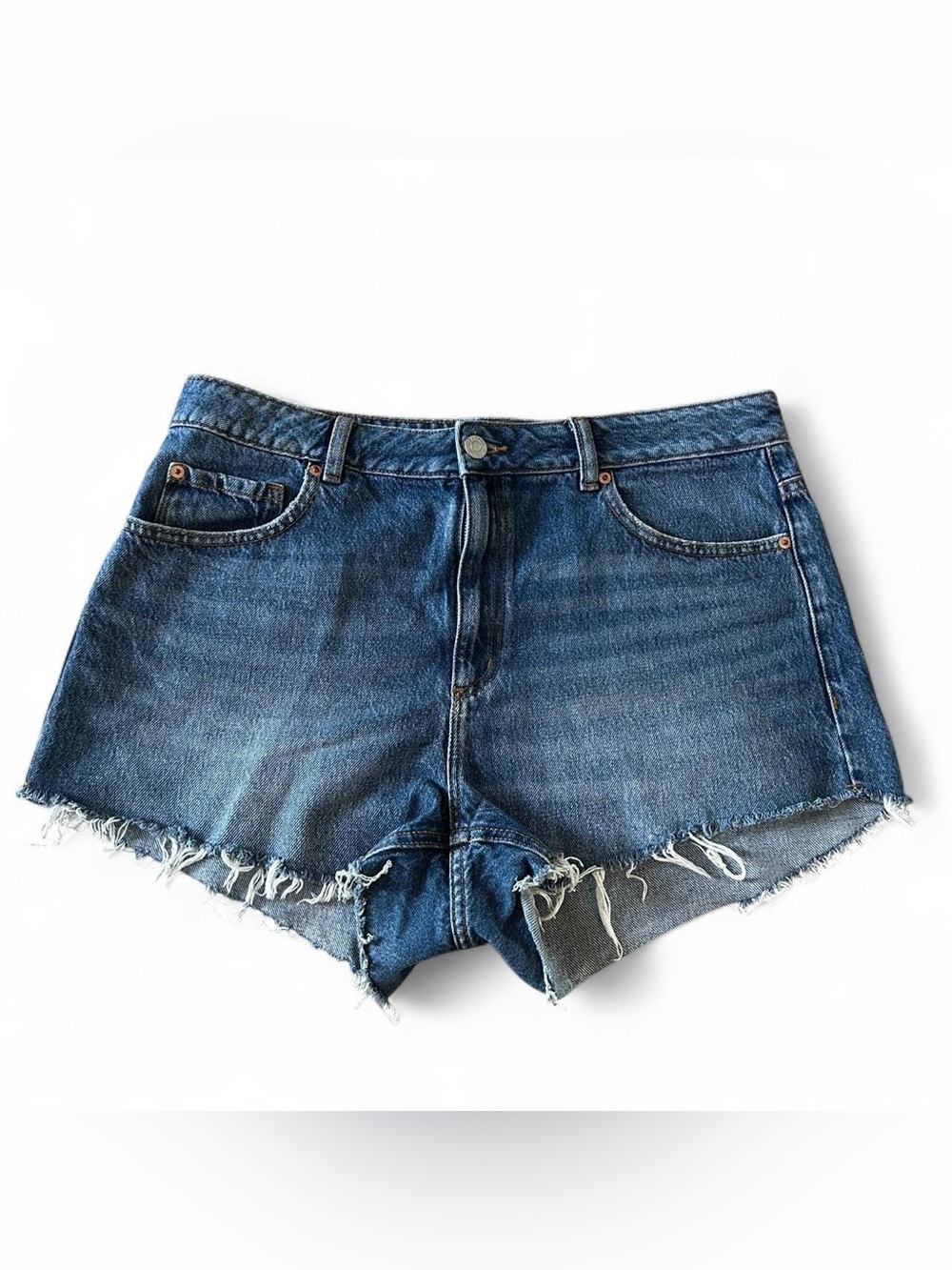 Garage Dark Blue Frayed Denim Shortalls